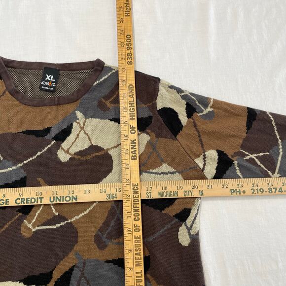 Kerrits Riding Equestrian Sweater All Over Brown Horse Print, Size XL - Picture 4 of 7